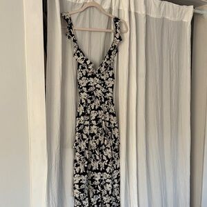 Lulu's Black Maxi Dress with White Floral Print